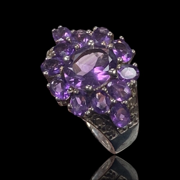 Sterling Silver Purple Crystal Ring - Picture 2 of 4